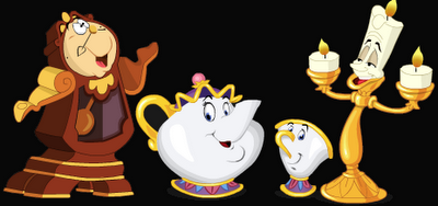 Image result for mrs potts lumiere and cogsworth beauty and the beast